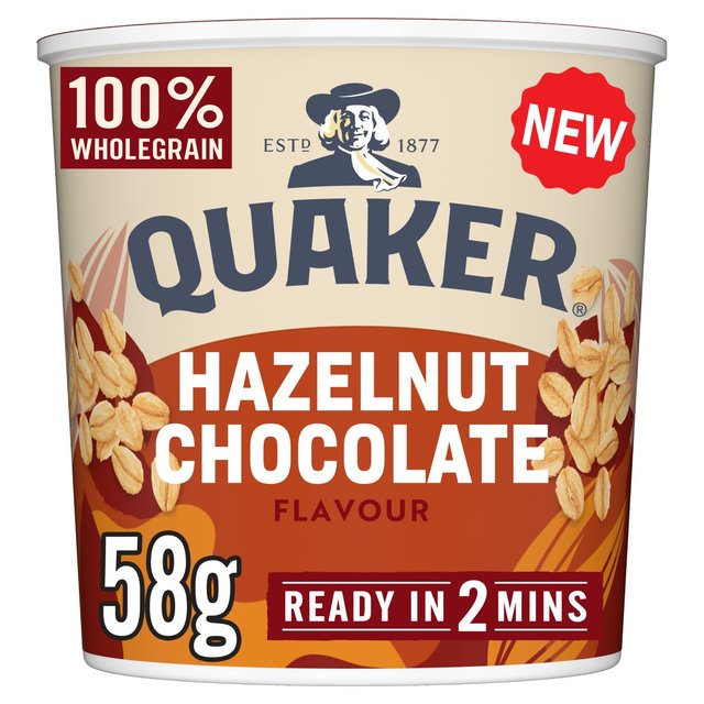 Quaker Heavenly Oats Hazelnut Chocolate Porridge Cereal Pot 58g