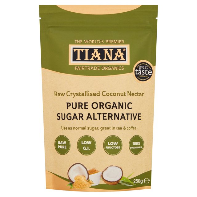 TIANA Fairtrade Organic Crystallised Raw Coconut Nectar, Sugar Alternative 250g