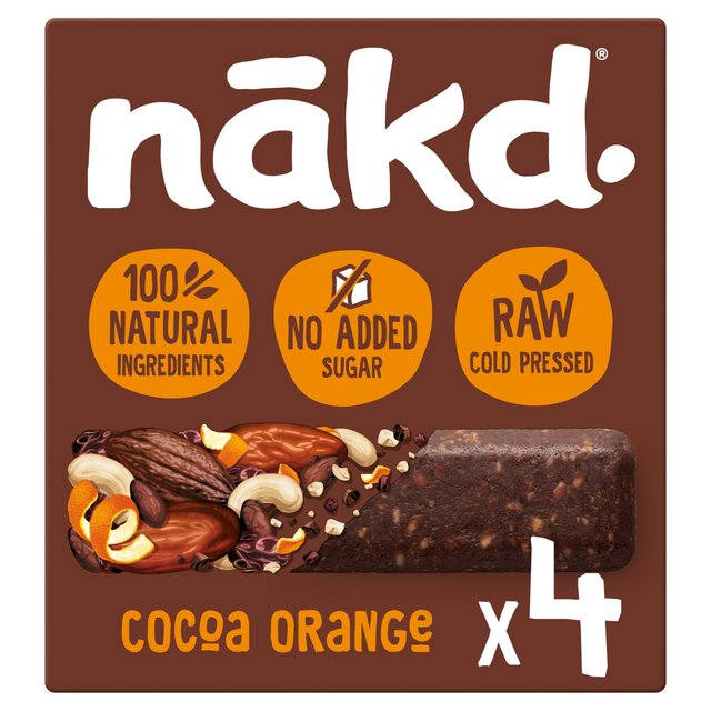 nakd. Cocoa Orange Fruit & Nut Bars Multipack 4 x 35g