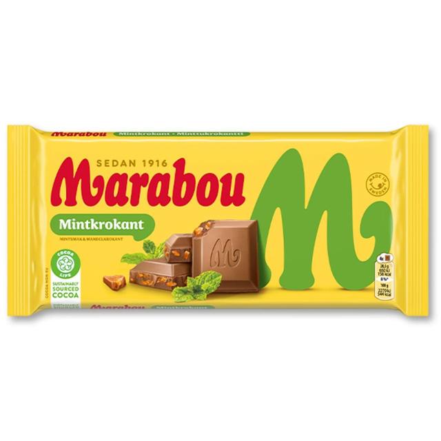 Marabou Mintkrokant Milk Chocolate with Mint Crisp 200g