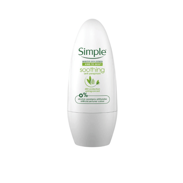 SIMPLE Roll On Deodorant Anti Perspirant for Sensitive Skin, 48-Hour Protection
