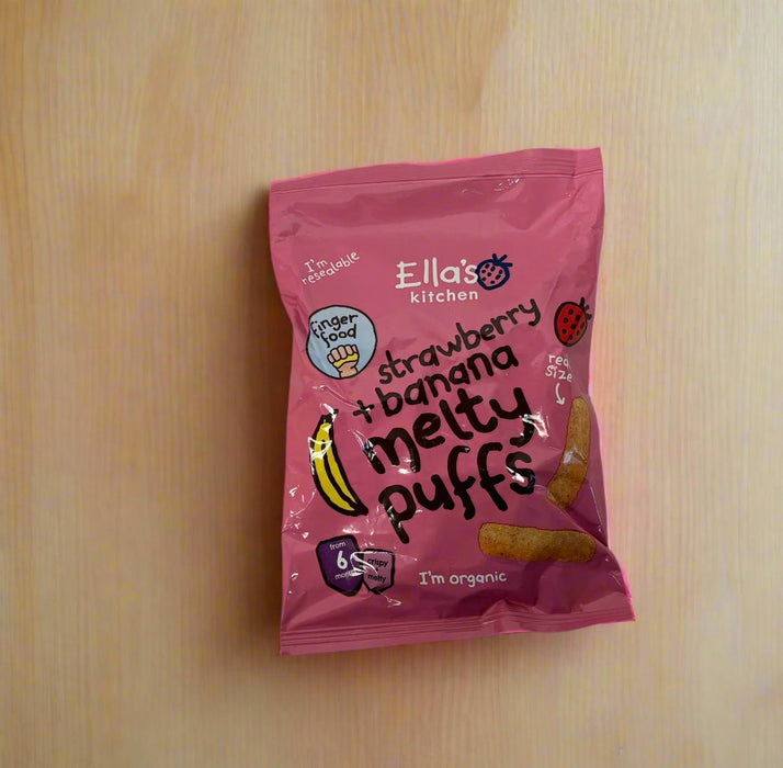Ella's Kitchen Strawberry & Banana Melty Puffs Baby Snack 6+ Months 20g