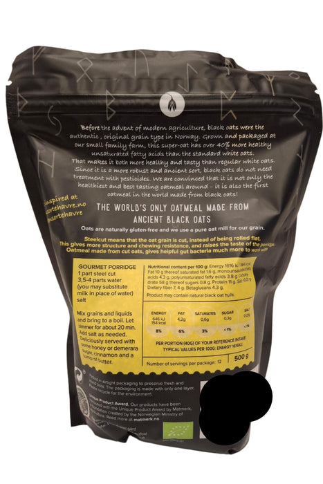 Den Sorte Havre Ancient Grain Black Oat Steel Cut Porridge Oats 500g