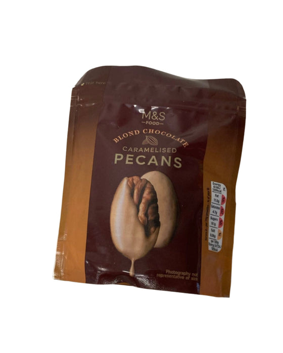 M&S Blond Chocolate Caramelised Pecans 100g