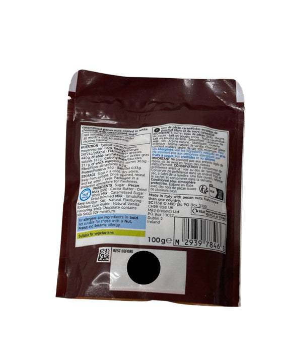 M&S Blond Chocolate Caramelised Pecans 100g
