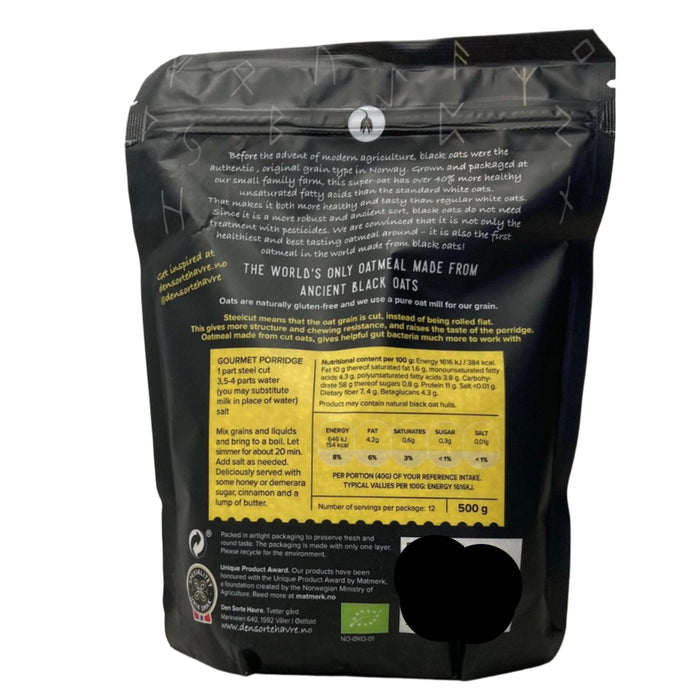Den Sorte Havre Ancient Grain Black Oat Steel Cut Porridge Oats 500g