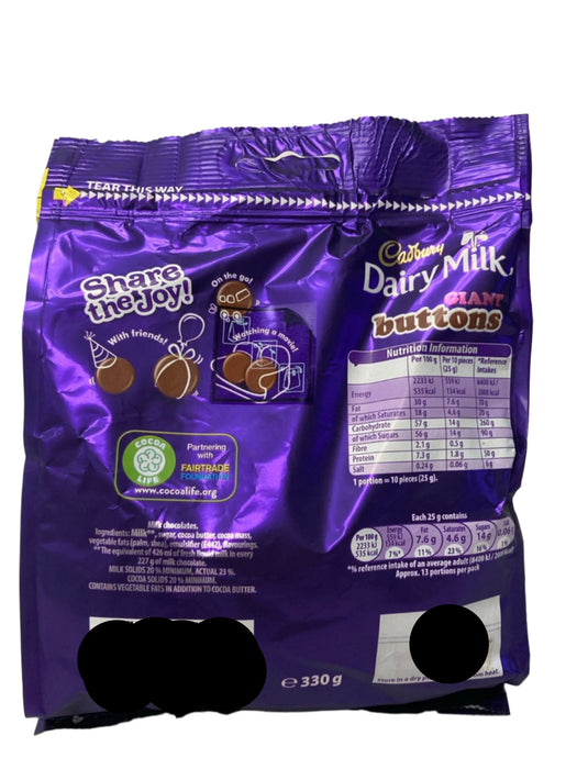 Cadbury Dairy Milk Giant Buttons Chocolate Bag 330g
